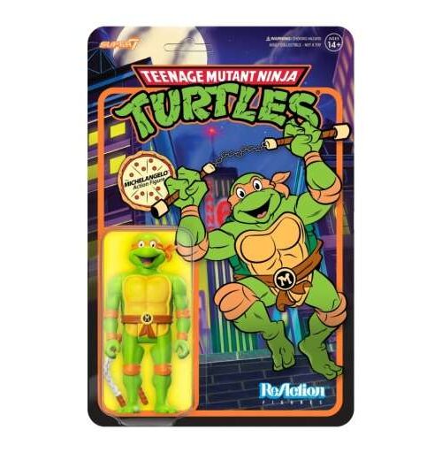 SUPER 7 Teenage Mutant Ninja Turtles Reaction Figure W7 Michelangelo Toon