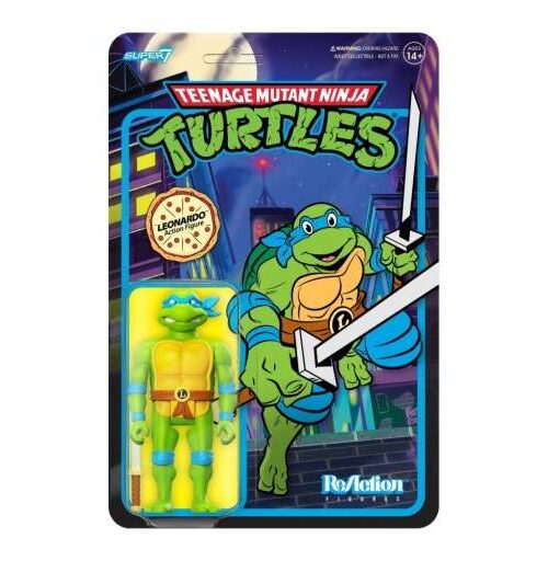 SUPER 7 Teenage Mutant Ninja Turtles Reaction Figure W7 Leonardo Toon