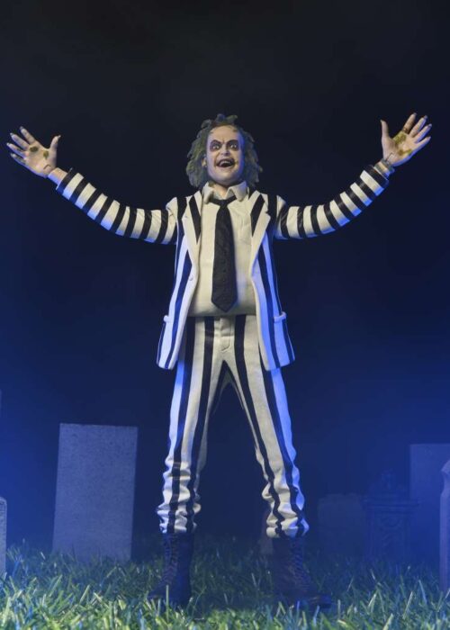 Alternative view of NECA Beetlejuice 1988 Black And White Striped Suit Af