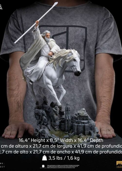 Alternative view of IRON STUDIOS Lord of the Rings Gandalf the Withe on Shadowfax CCXP Exclusive 1/10 Statue