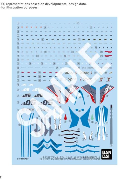 BANDAI HG 1/100 VF-31J Siegfried Hayate Immelmann Use Water Decals